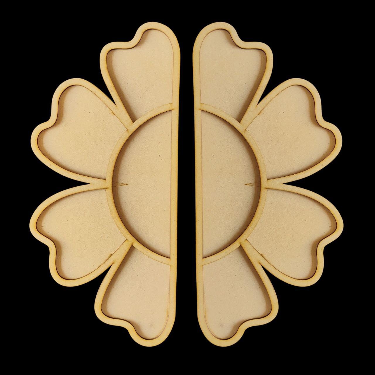 Pack of 2 Wooden Floral Reflection Layered Rangoli | Pine MDF Festive Home Decor | 10 Inch Rangoli Base for Painting & Decoration | Reusable Wooden Rangoli Art Craft